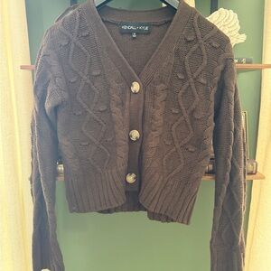 Kendall & Kylie Dark Brown Knit Cardigan